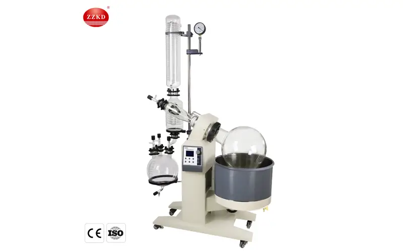 Operating a Rotary Evaporator User operating a rotary evaporator in a lab