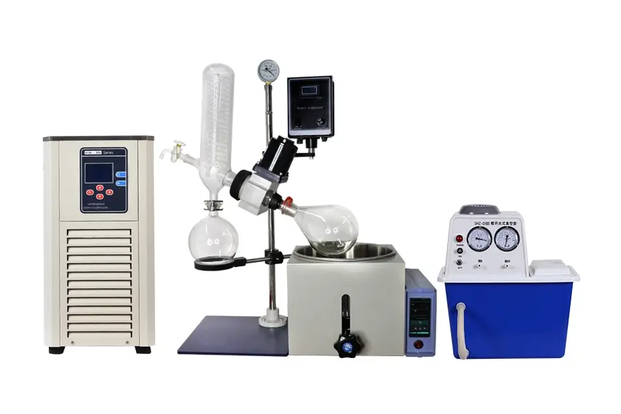 Rotary Evaporator Ancillary Equipment Rotary evaporator with connected vacuum pump and chiller