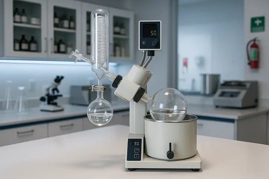 rotary evaporator in a laboratory setting