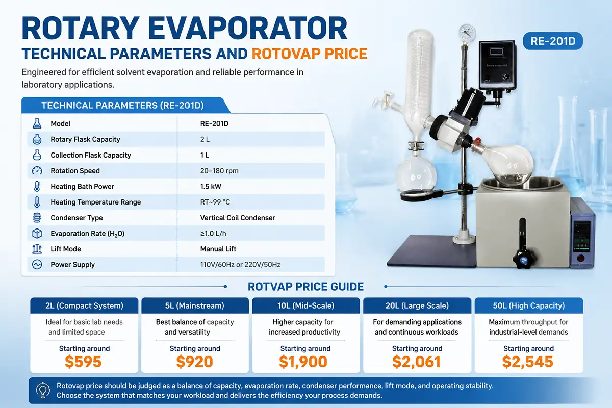 rotary evaporator technical parameters and rotovap price undefined