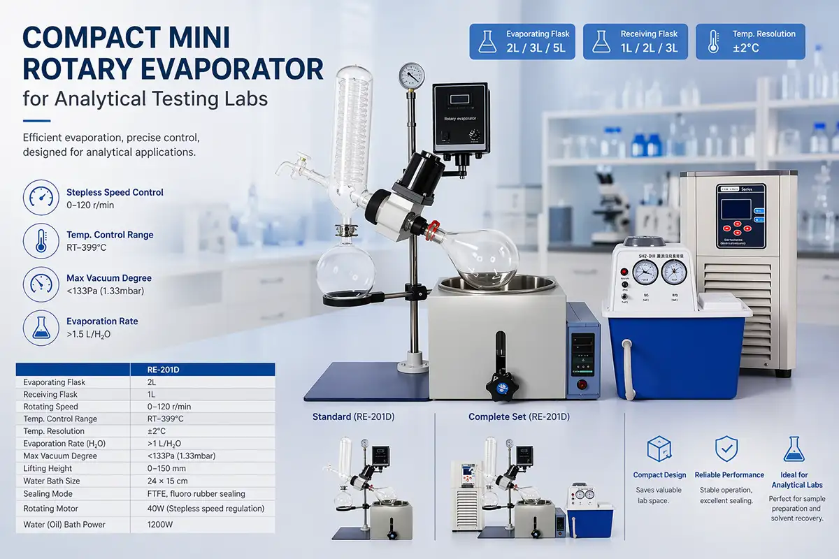 Compact Mini Rotary Evaporator for Analytical Testing Labs