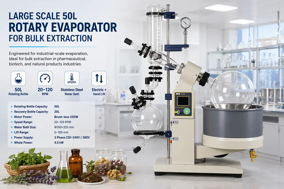 Large Scale 50L Rotary Evaporator for Bulk Extraction