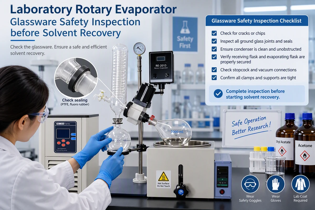 laboratory rotary evaporator glassware safety inspection before solvent recovery