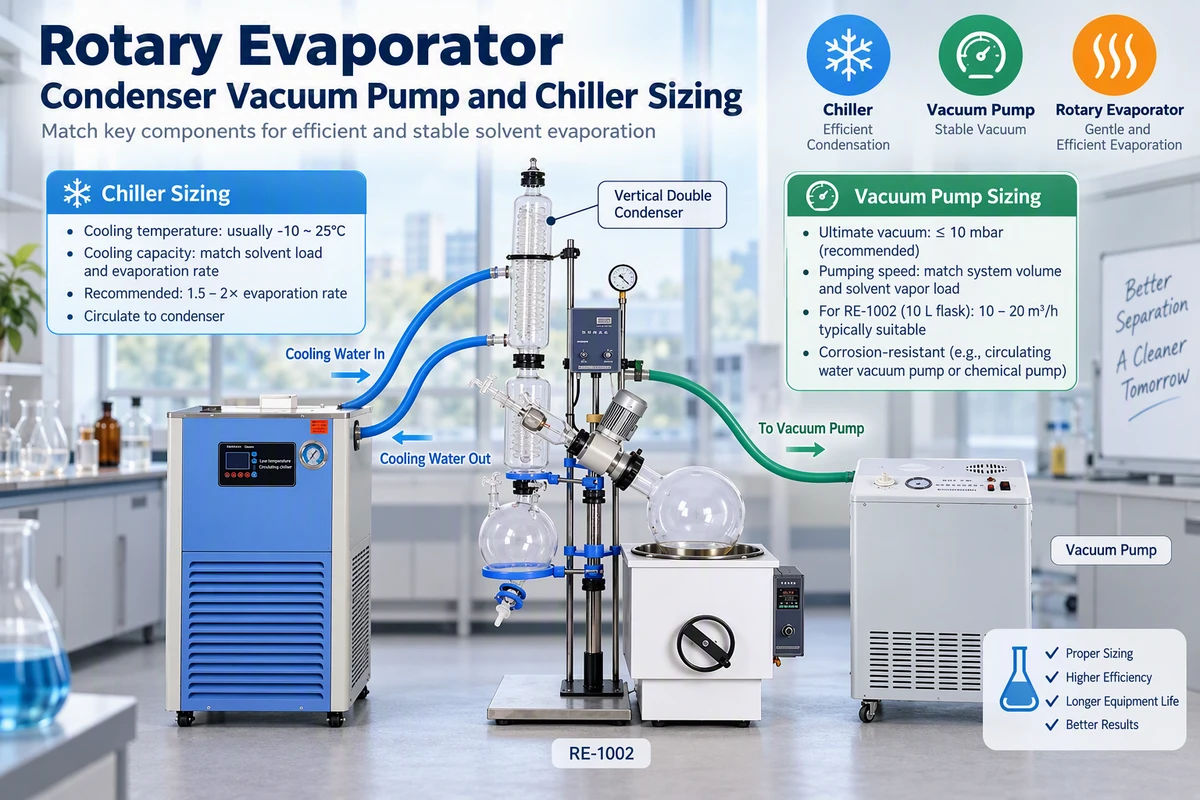 rotary evaporator condenser vacuum pump and chiller sizing